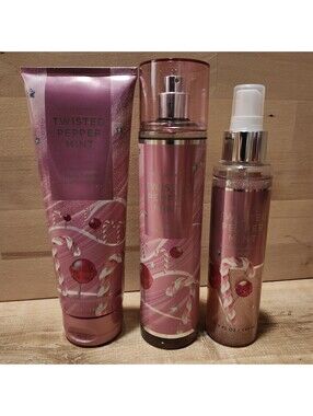Bath & Body Works Twisted Peppermint Fragrance Mist, Shimmer Mist & Body Cream